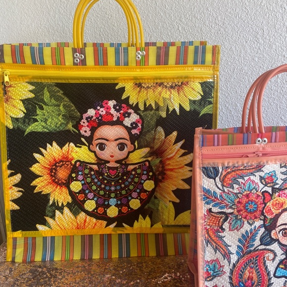 Market Bag recycled, Mexico art work! never used - Picture 3 of 5